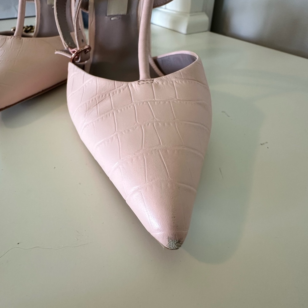 Delman Pink Slingback Heels with Pointed Toe - Picture 5 of 6